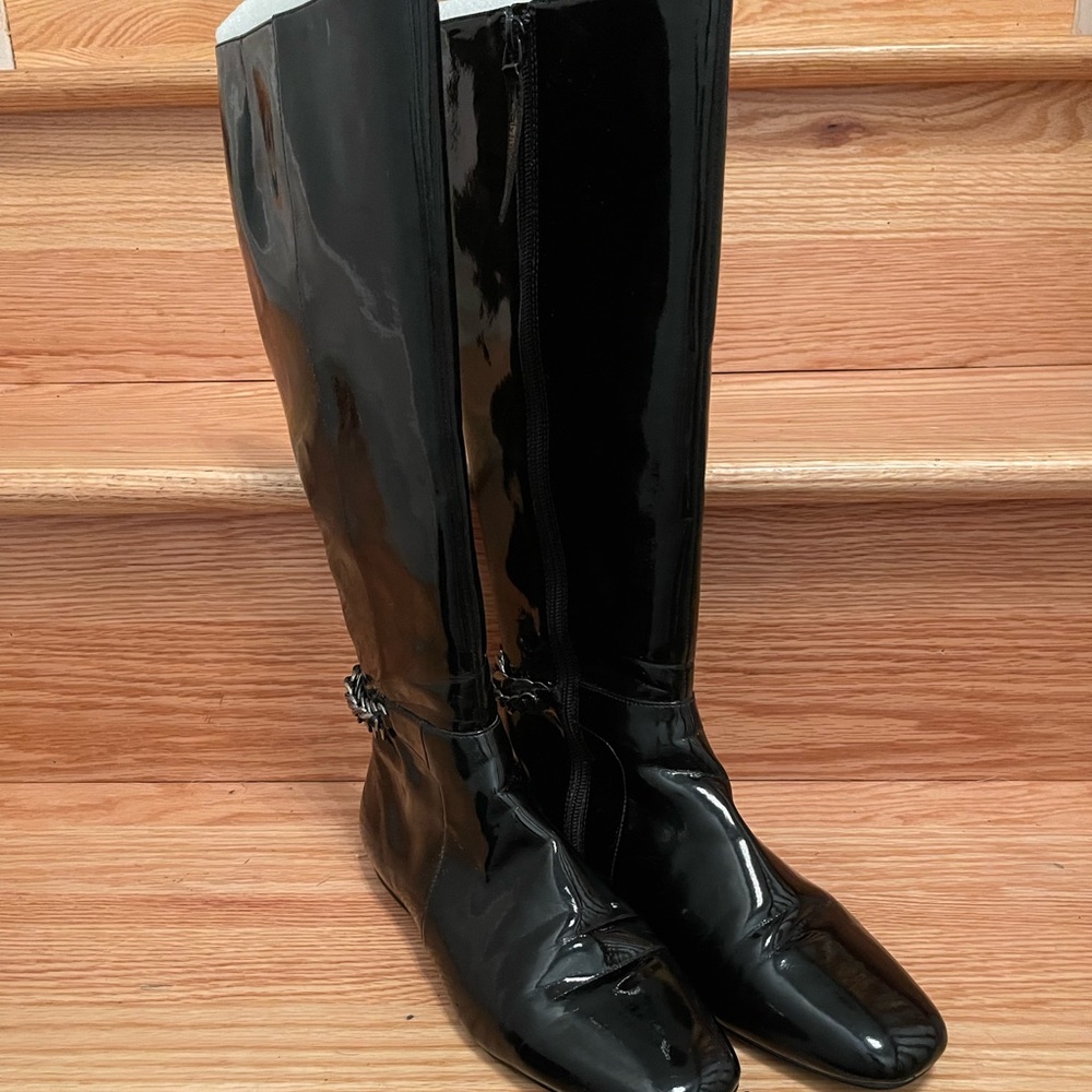 Calvin Klein "Martha" Patent Leather Knee Boots Size 8.5